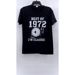 FRUIT OF LOOM Men's Black Best of 1972 Logo Crewneck Short Sleeve T-Shirt SZ M